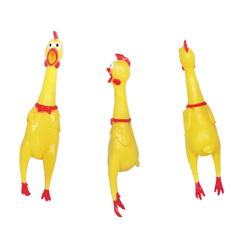 40cm Funny Yellow Shrilling Chicken Screaming Rubbe Sound Squeeze Pet Dog Toy Squeak Squeaker Chew Doll