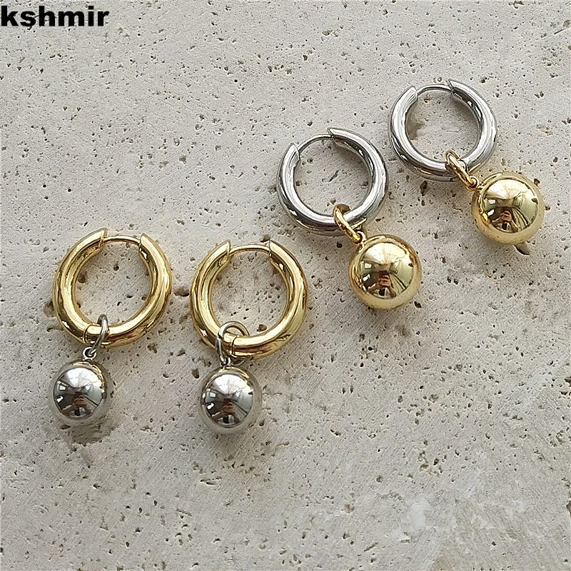 kshmir South Korea fashion simple metal ball pendant earrings Delicate color matching earrings birthday party