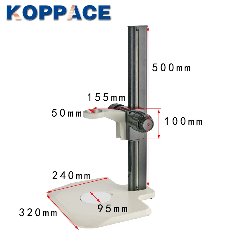 KOPPACE Microscope Bracket Lens Diameter 50mm Microscope Focusing Bracket 400mm Working Stroke