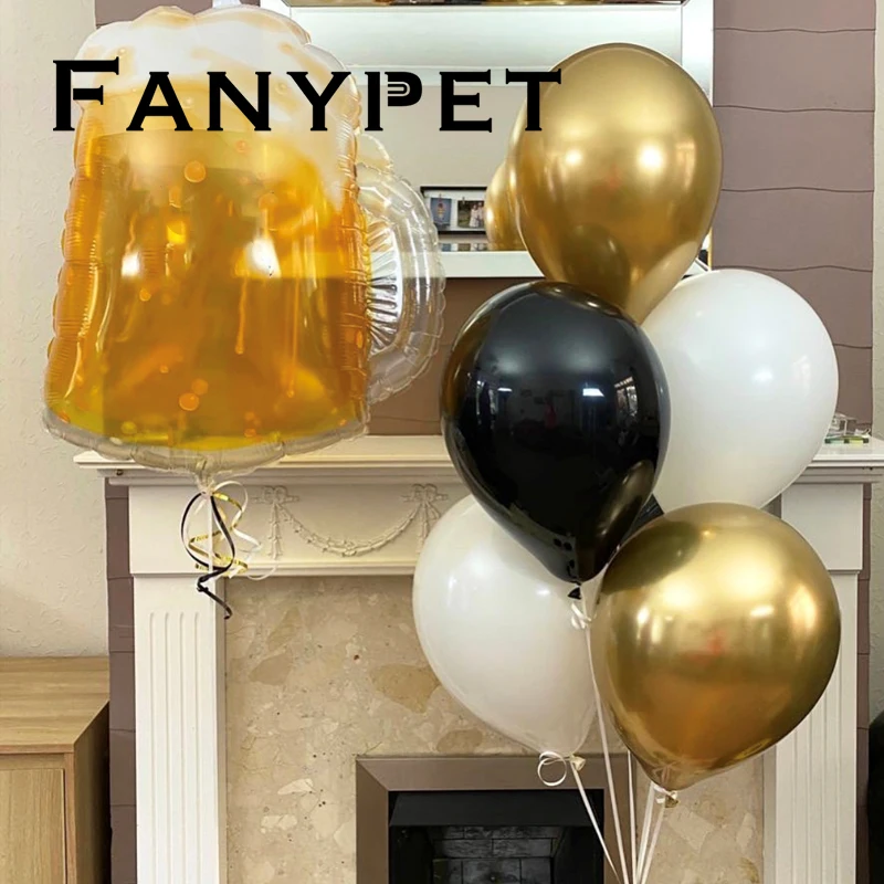 1set Beer cup foil balloons Happy birthday Party Decorations adult balls cheering cup Champagne Whiskey Bottle air globos 1set