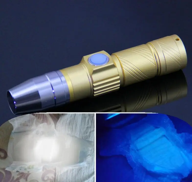 Usb rechargeable 365nm Led UV Flashlight Torch Light Ultra Violet lamp Blacklight UV Fluorescent Lamp For Money Cash detection