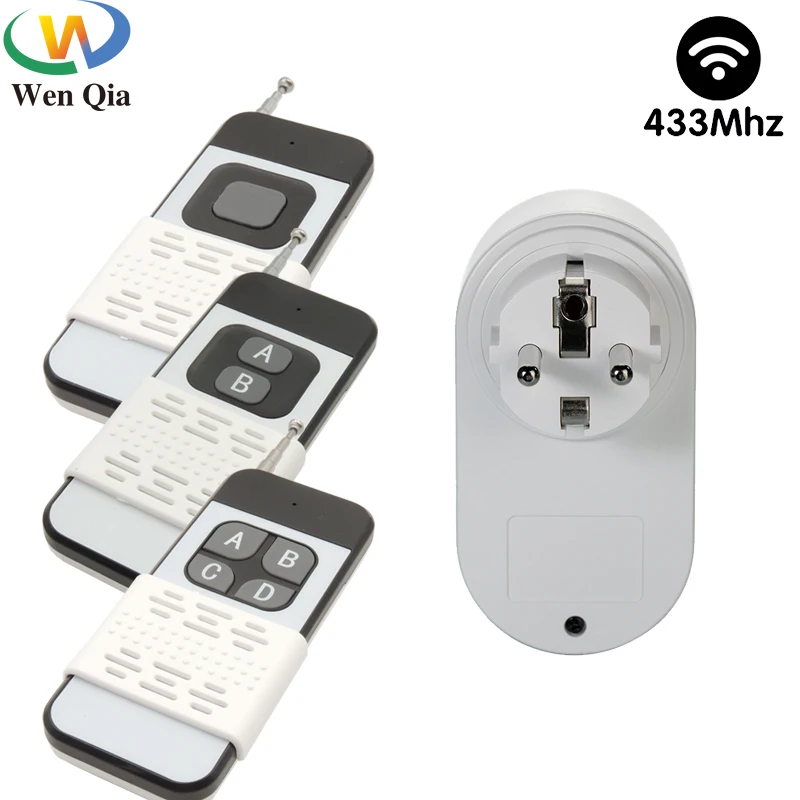 

RF 433MHz EU Socket with Remote Control 220V 15A 3000W Wireless Power Plug Switch and Long Distance Transmitter for Home Kitche