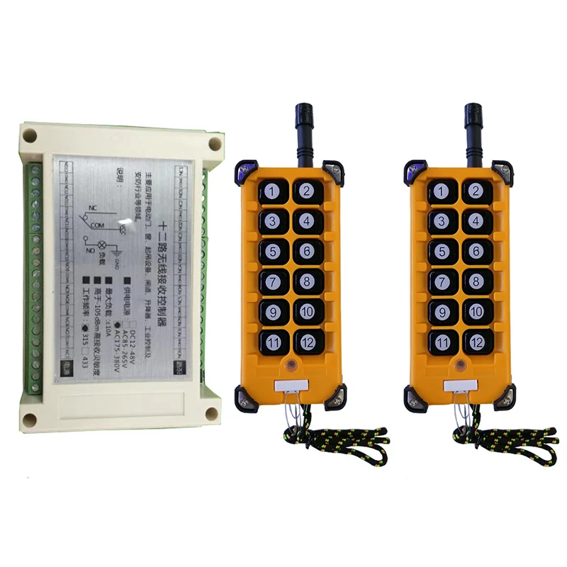 

3000m AC220V 12CH Channel 12CH Radio Controller RF Wireless Remote Control Overhead travelling crane System Receiver+Transmitter