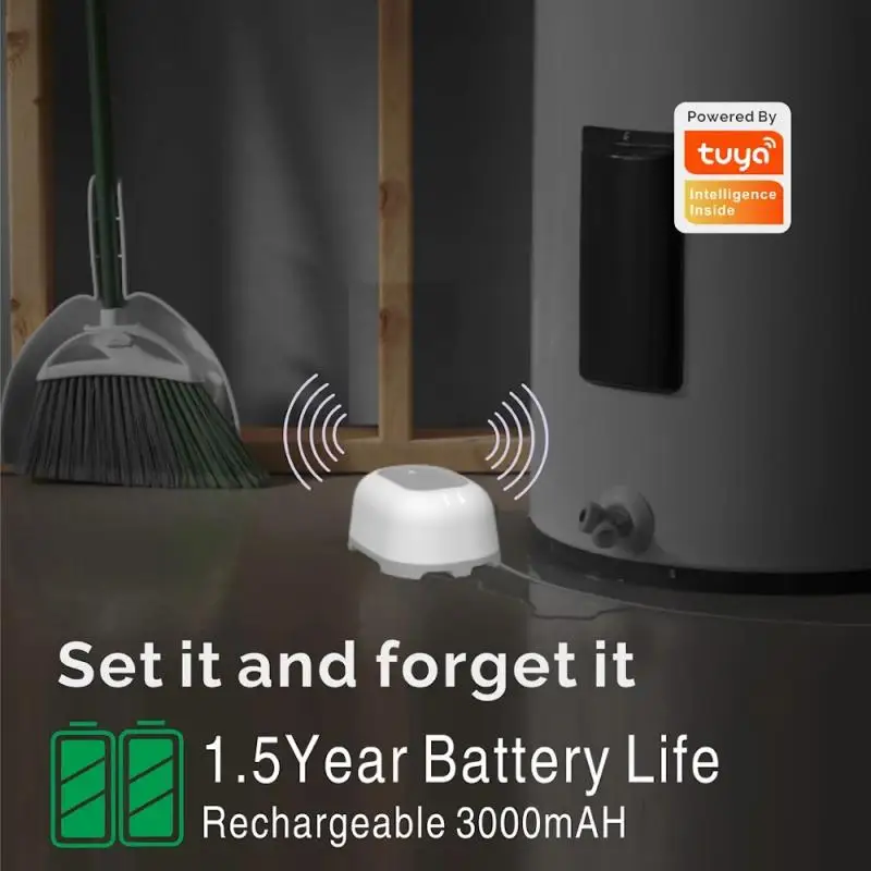 Tuya واي فاي استشعار تسرب المياه كاشف الفيضانات واي فاي تجاوز الفيضانات تنبيه تسرب المياه جهاز استشعار إنذار أمن الوطن كشاف جهاز الإنذار