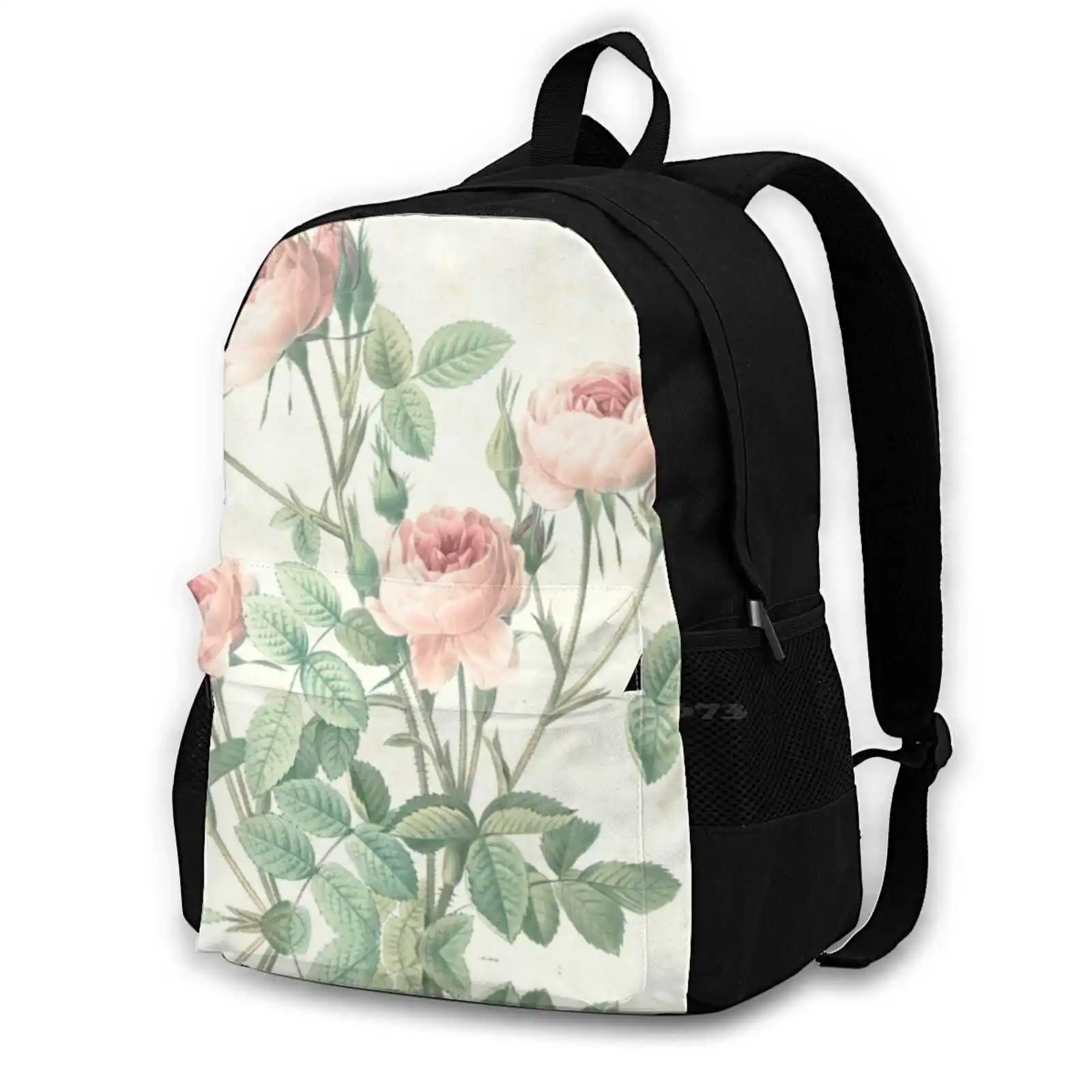 Romantic Pink Rose Garden Large Capacity School Backpack Laptop Travel Bags Valentines Day Flower Floral Garden Botanical