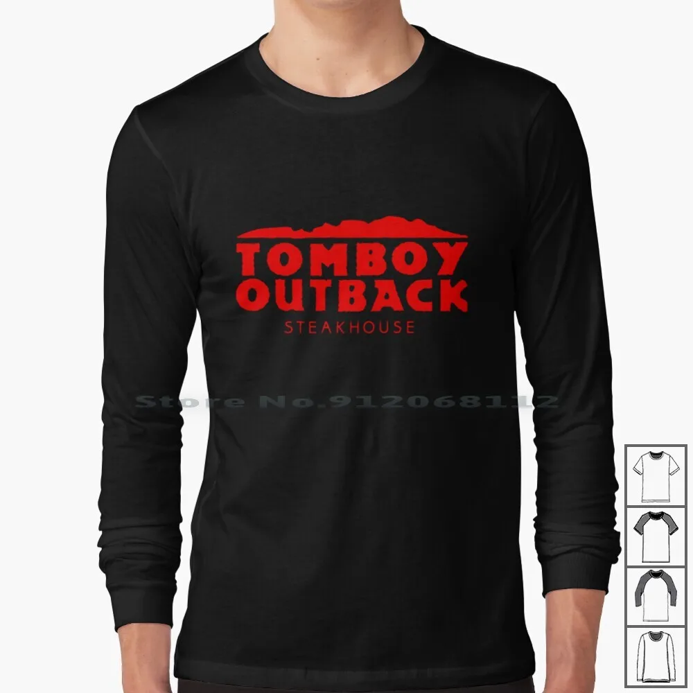 Outback 100% Cotton Long Sleeve T Shirt Femboy Hooters Goth Ihop Lgbt Funny Parody Femboi Milf Dennys Restaurant Crossdressers