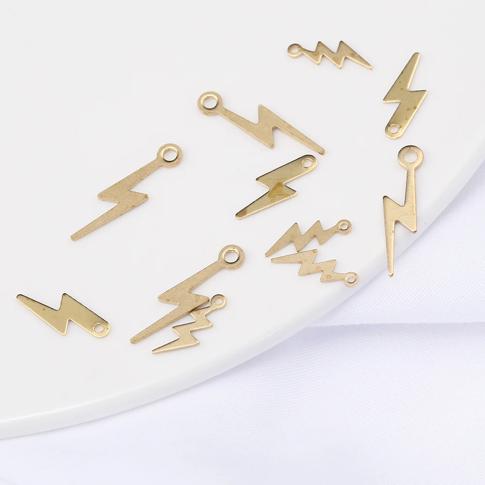 1pack Raw Brass Lightning Bolt Charms Tiny Lightning Flash Thunderstorm Pendant for Diy Bracelet Necklace Jewelry Making