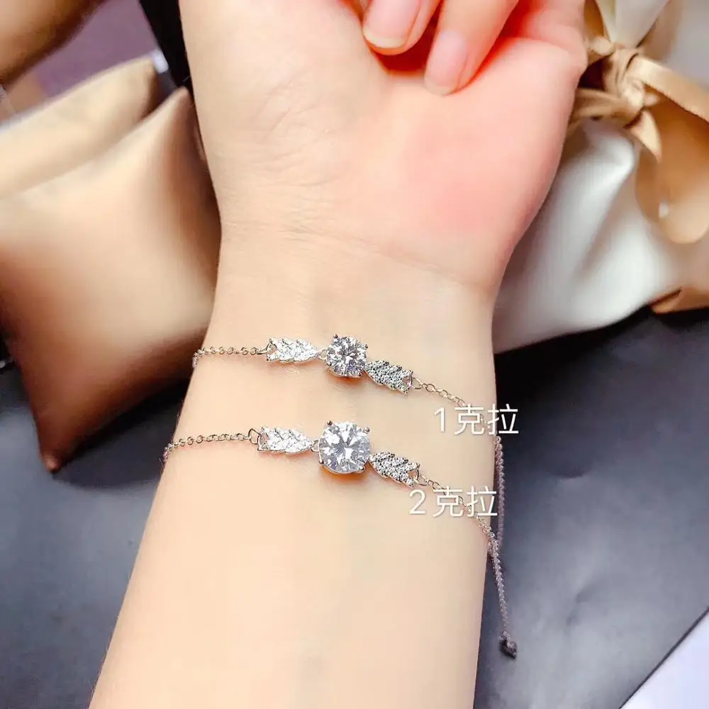 

1ct moissanite women Bracelet Round gem shiny better than diamond real 925 silver GRA certificate gifrl birthday gift