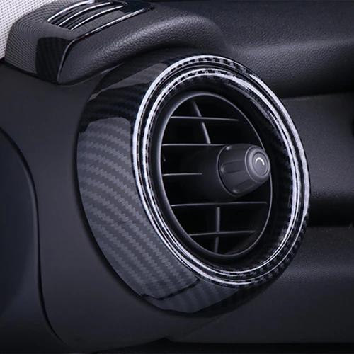 Imagen 2 del producto Anillo de ventilación de aire para coche, funda de salida, carcasa de fibra de carbono, pegatina decorativa para Mini Cooper One S JCW F55 F56 F57, accesorios