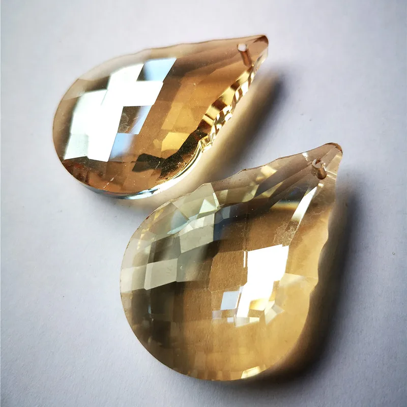 10pcs 50mm Champagne Suncatcher (Free Ring) K9 Crystal Gourd Faceted Chandelier Pendants Hanging Ornament Fengshui Xms Lamp Part