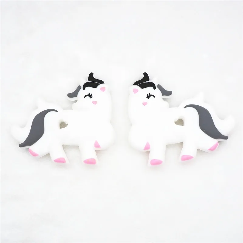 

Chenkai 50PCS BPA Free Silicone Unicorn Teether DIY Baby Shower Cartoon Animal Pacifier Dummy Teether Sensory Toy Accessories