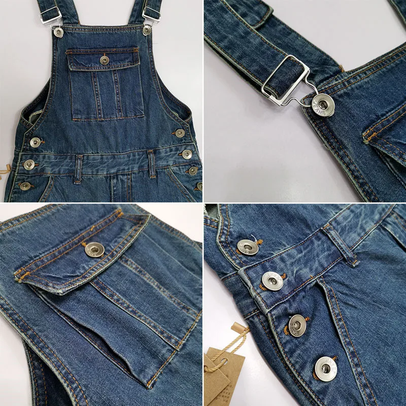 Men's Overalls Jumpsuit Large Size Strap Straight Blue Jeans With 7 Pockets More Sizes 30-48 50 Jeans For Men