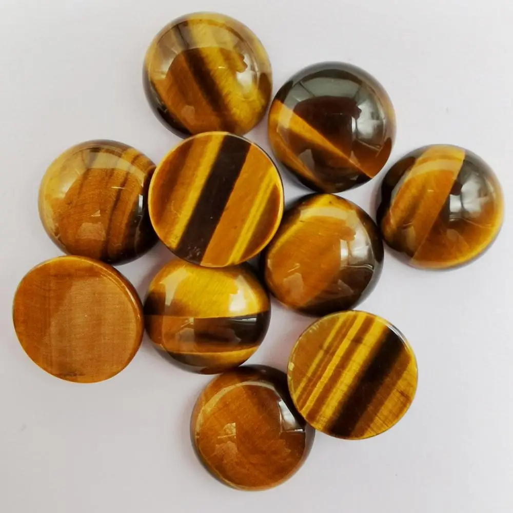 16MM Tigereye Stone Round CAB GEM Cabochon Jewelry Bead (10 pcs/lot) H232