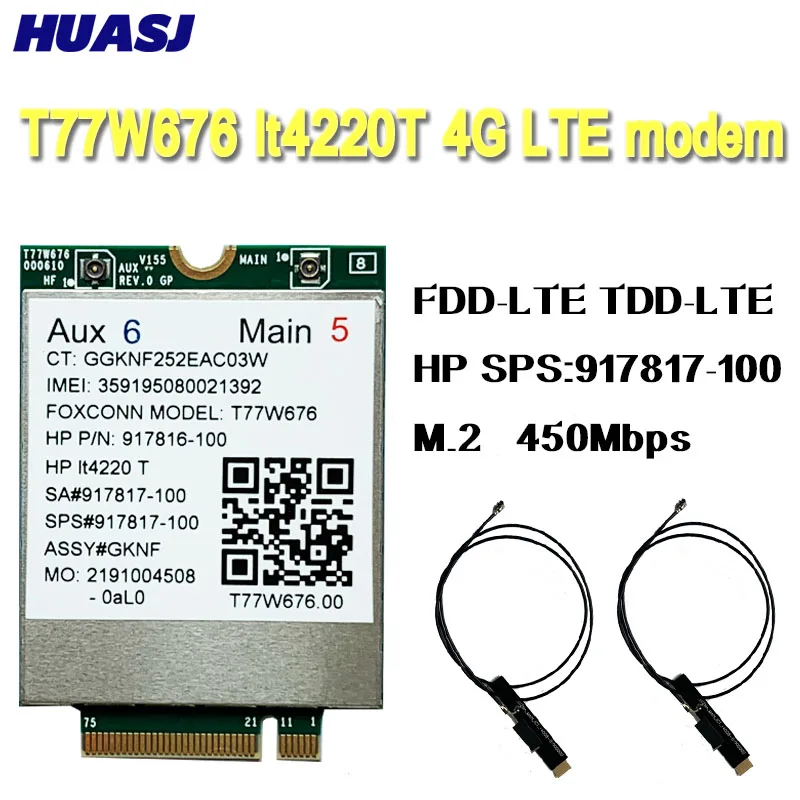 T77W676 lt4220 X12 für SODIAL 4G LTE modem 917817-100 WWAN M.2 450Mbps drahtlose karte für Elite x2 1030 G3 EliteBook X360 1030 G3