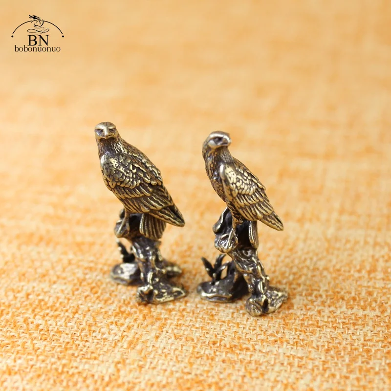 Handmade Brass Eagle Ornaments Accessories Vintage Pure Copper Bird Desk Decor Accessories Animal Home Decoration Mini Figurines