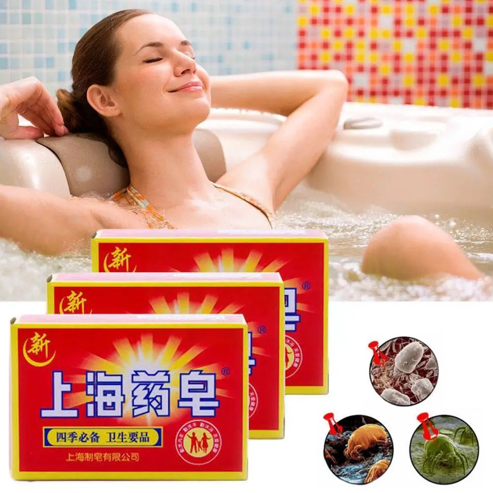 90g Red China Medicated Soap Conditions Acne Psoriasis Bath Cream Soap Fungus Body Anti Eczema Slimming Seborrheic Healthy