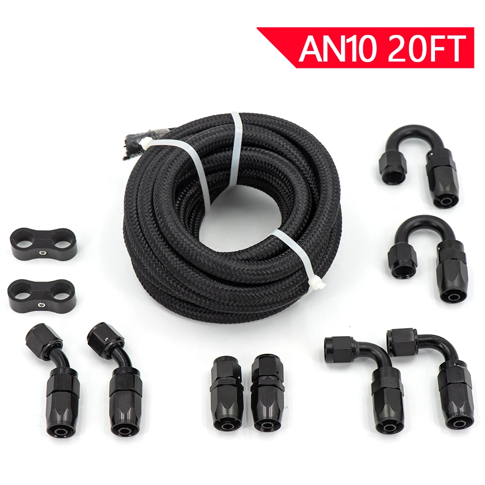 0/45/90/180 Degree Hose Adaptors Aluminum Hose Ends Fitting -10AN Stainless Steel Oil Fuel Hose Line 3Meter Oil Cooler Kit AN10