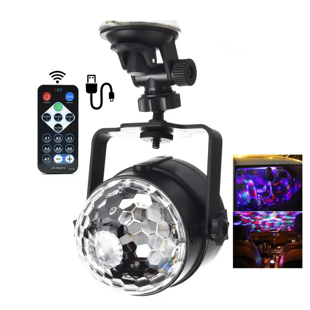 luz de efeito para palco controle remoto ir rgb led bola giratoria magica luzes coloridas para festa ktv dj disco carro casa clube 01