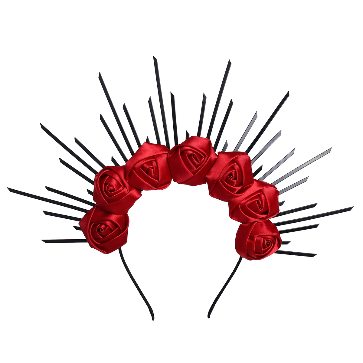 Goddess Rose Crown Spiked Halo Headband Festival Headpiece Met Gala Sunburst Hairband Cosplay Party