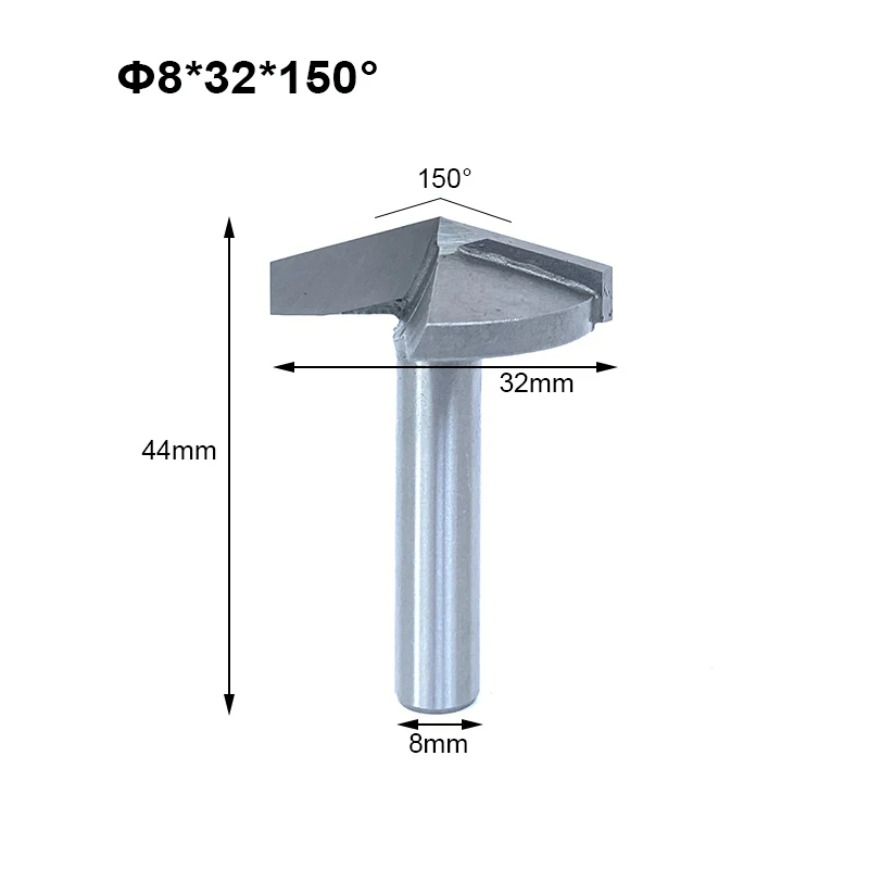 2pc 60 90 120 150 Degree V shape Milling Cutter CNC Engraving Bits 8mm Shank Wood Router Bits Wood Milling Trimming 3D Cutter