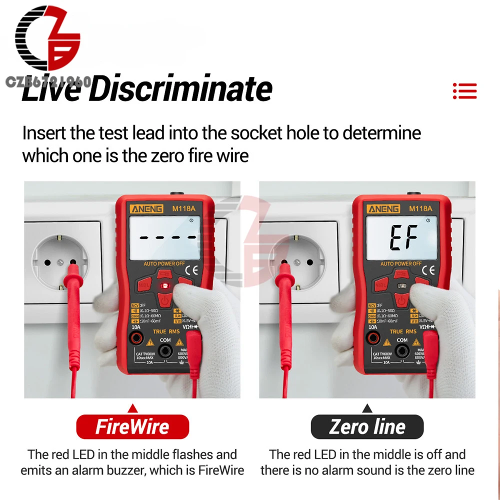 M118A AC/DC True RMS Digital Multimeter Voltmeter Ammeter Voltage Current Meter Amp Ohm Resistance Tester