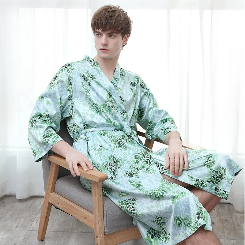 2021 Mới Áo Kimono Áo Choàng Satin Váy Ngủ Đồ Ngủ Người Yêu Áo Tắm Váy Ngủ Váy Ngủ Cổ Thân Mật Quần Lót Nhà Quần Áo