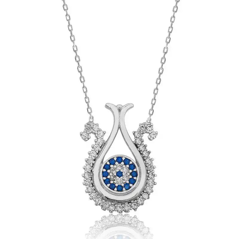 Silver The Genres Change Tulip lady necklace Zircon Stone 925 Sterling Women Fine Jewelry Wedding Party Birthday Gift - Box - Pendant - Chain Choker - Female - Ladies - Fashion