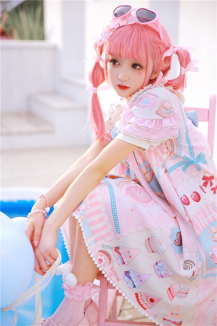 Robe de princesse lolita pour filles, tenue vintage en dentelle, avec nœud papillon, imprimé victorien, douce, kawaii, op loli cos