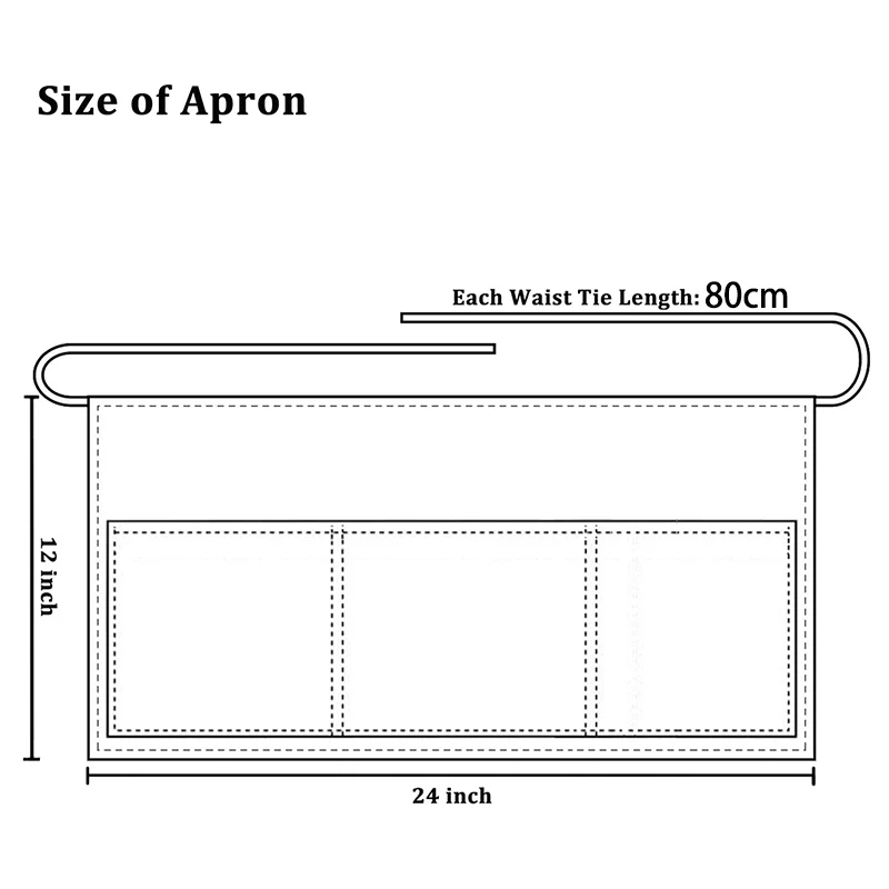 6 Pack Black Waist Aprons with 3 Pockets - Half Aprons for Waitress Waiter 24 x 12 Inch Server Aprons for Holding Server Book Gu