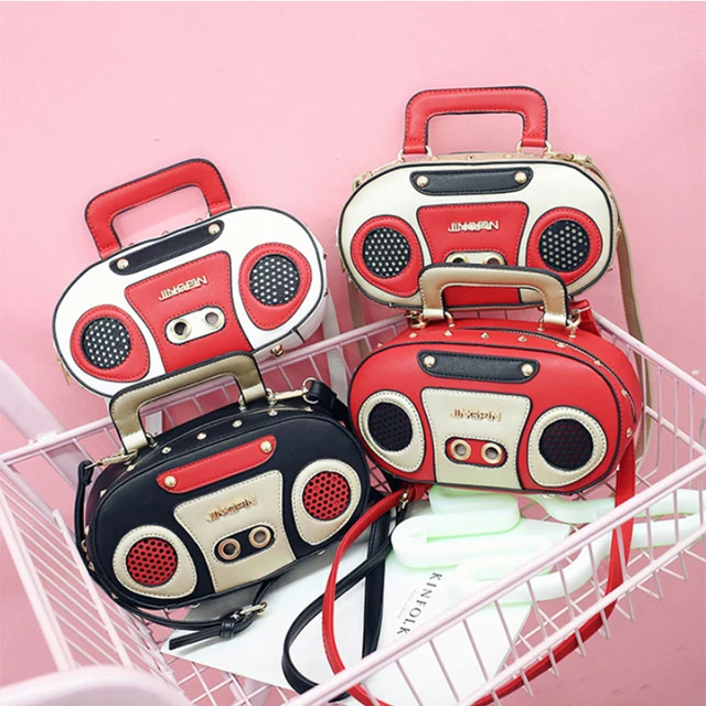 Vintage Radio torebki damskie projektant eleganckie torby na ramię luksusowe Pu skóra Rock kobieca torba typu Crossbody torebka podkreślająca osobowość