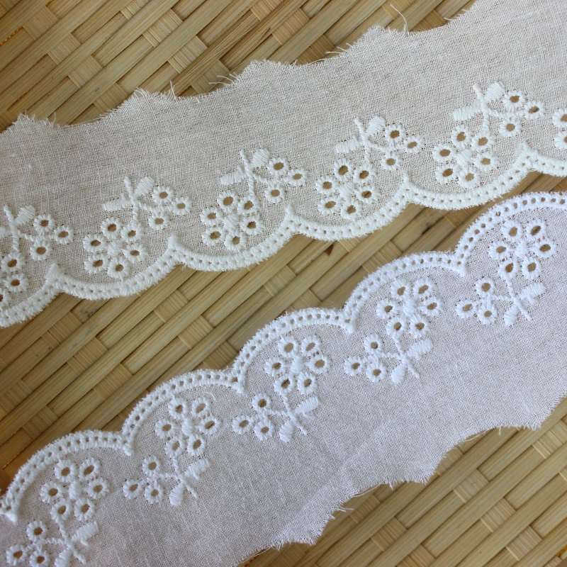 White Cotton Lace Trims for Costume Dress, Trimmings Ribbon, Applique Strip, DIY Sewing Lace Fabric, 5 Yards, 4cm Width