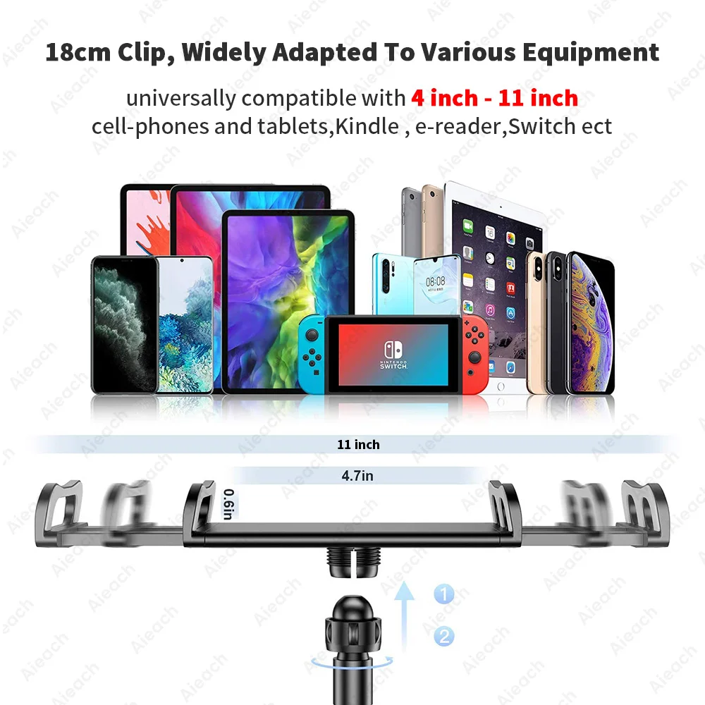 Gooseneck Tablet Mount Holder For Bed Desk Phone Holder Flexible Long Arm Clamp Tablet Stand For iPad Samsung Xiaomi 4.7-11 inch