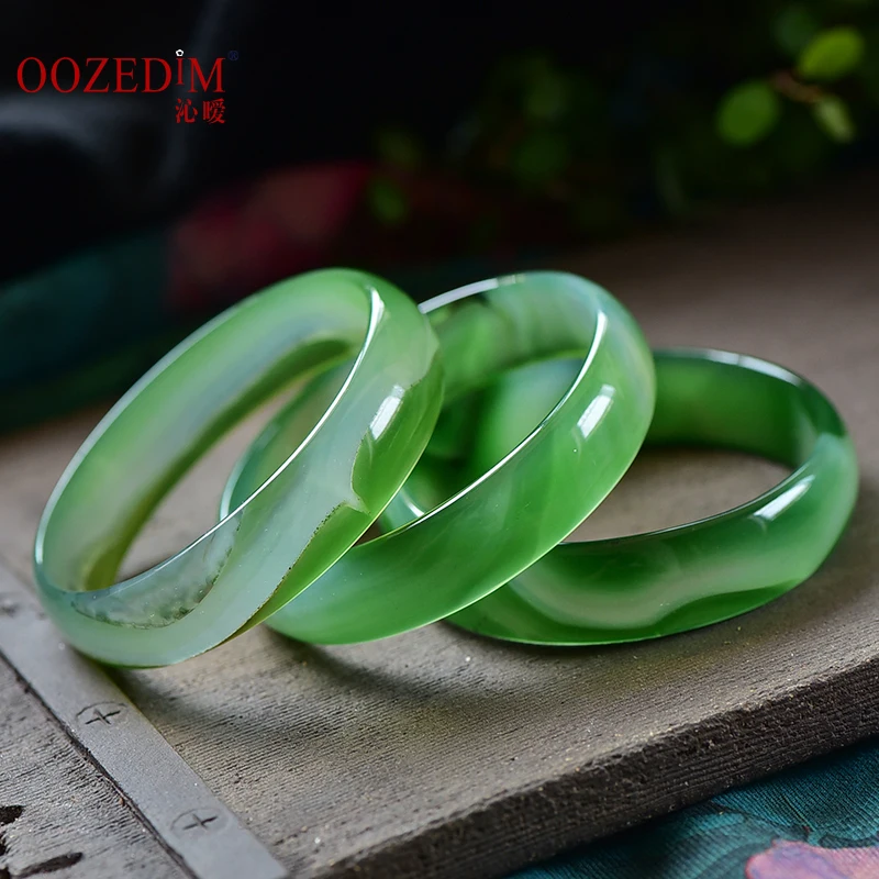 

Natural handcarved ocean green agate bangle bracelets women bangle jade jewelry jadeite jade bangles bracelet