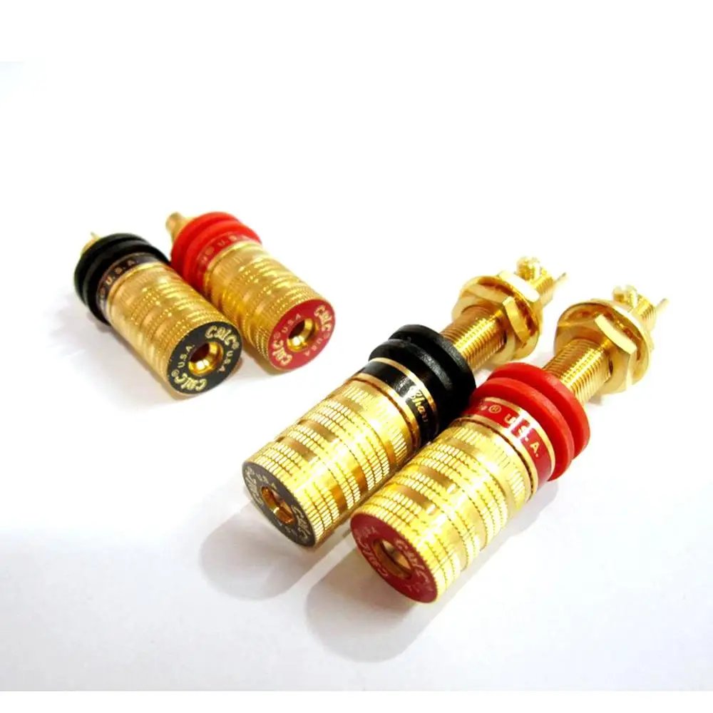 金メッキバインディングポスト端子、バナナプラグ、ソケット、出力コネクタ、スピーカー、アンプ、hifi、オーディオ、ofc、cmc、838l-g、4個