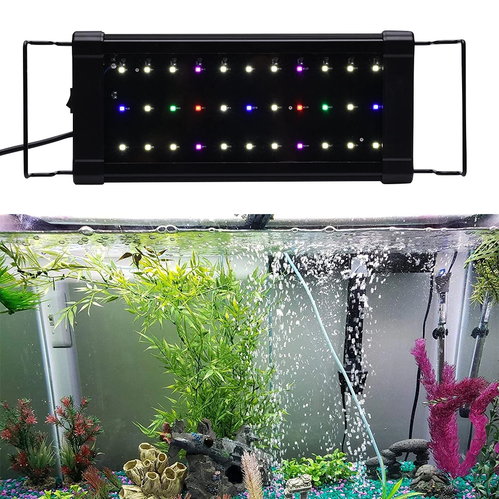 US/UK/EU/AU Plug LED Aquarium Light Multi-Color Full Spectrum 30cm Fish Tank Aquatic Plant Grow Lamp Aquarium Accessoires D30