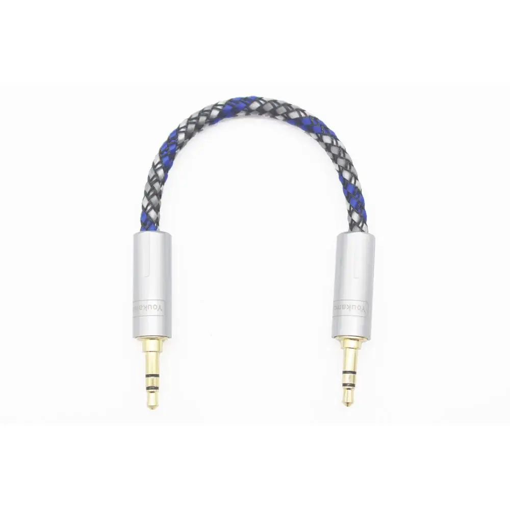 3.5mm Male to Male 8 Core Silver Plated Headphone Adapters Cable Silver Plated Aux Cable in Box 3.5mm to 3.5mm