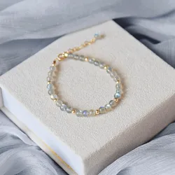 Natural Labradorit Bead Bracelet Women Handmade Jewelry 14K Gold Filled Not Fade Chain Charm Small Bead Adjustable Bracelet