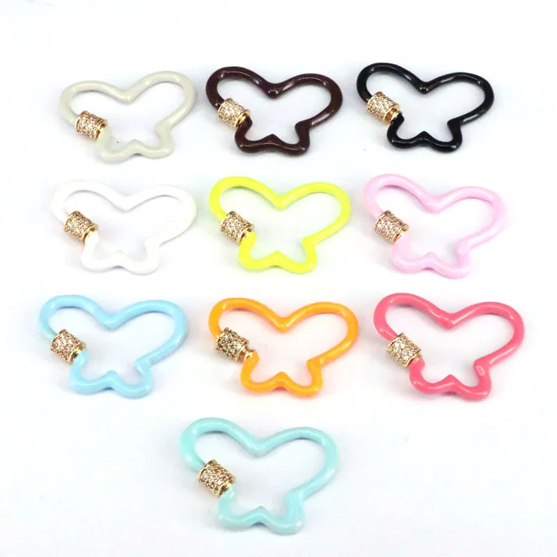 

5Pcs, Butterfly Enamel Clasps for Jewelry Making,Carabiner Screw Clasps Findings,Color Enamel Clasp Charms