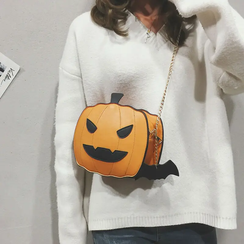 Halloween Pumpkin Crossbody Bag Women Handbag Tote Trick Or Treat Little devil Shoulder Messenger Bag Girls Candy Bag