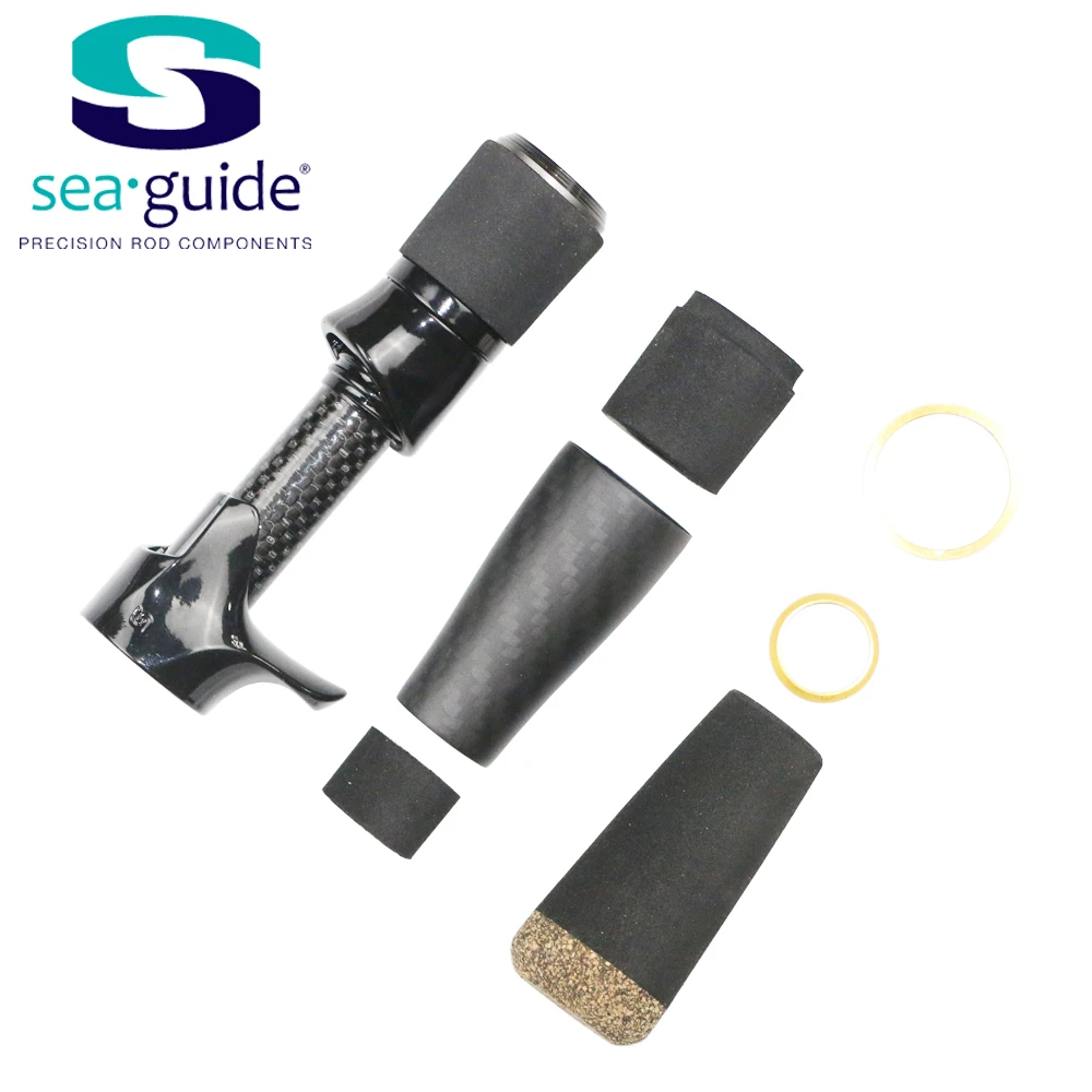 SeaGuide Carbon Fiber Grip Spinning Casting Reel Seat Handle Kit Rod Building Component Trout Rod Ice Rod Repair DIY Accessory