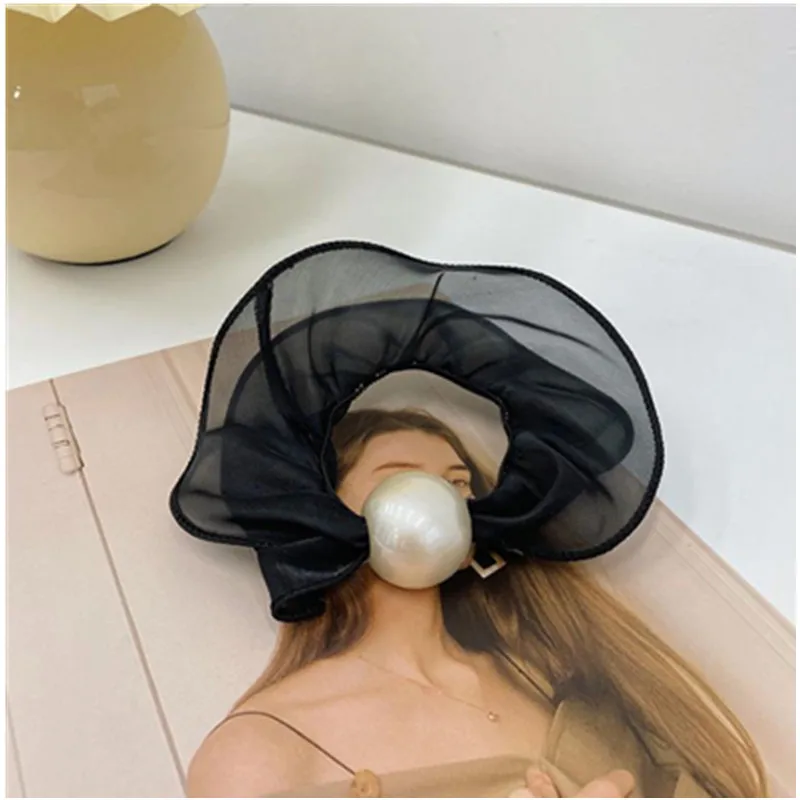 Ikat Rambut Mutiara Besar Aksesoris Rambut Korea Solid Ikat Rambut Jaring Elastis Kuncir Kuda-Tali Rambut Ikat Kepala Kasual