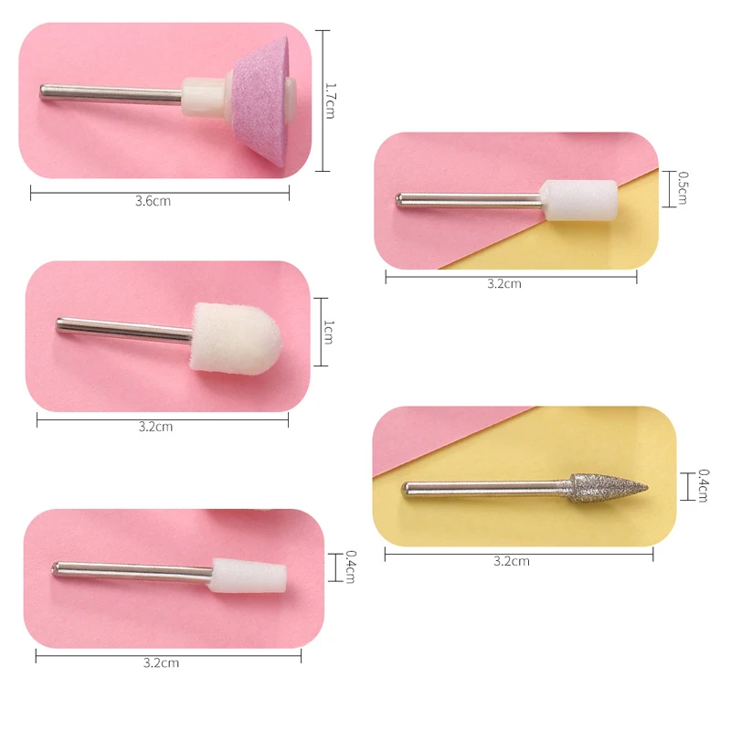 The polishing tool of portable electric fingernail grinder is provided with 5 grinding heads