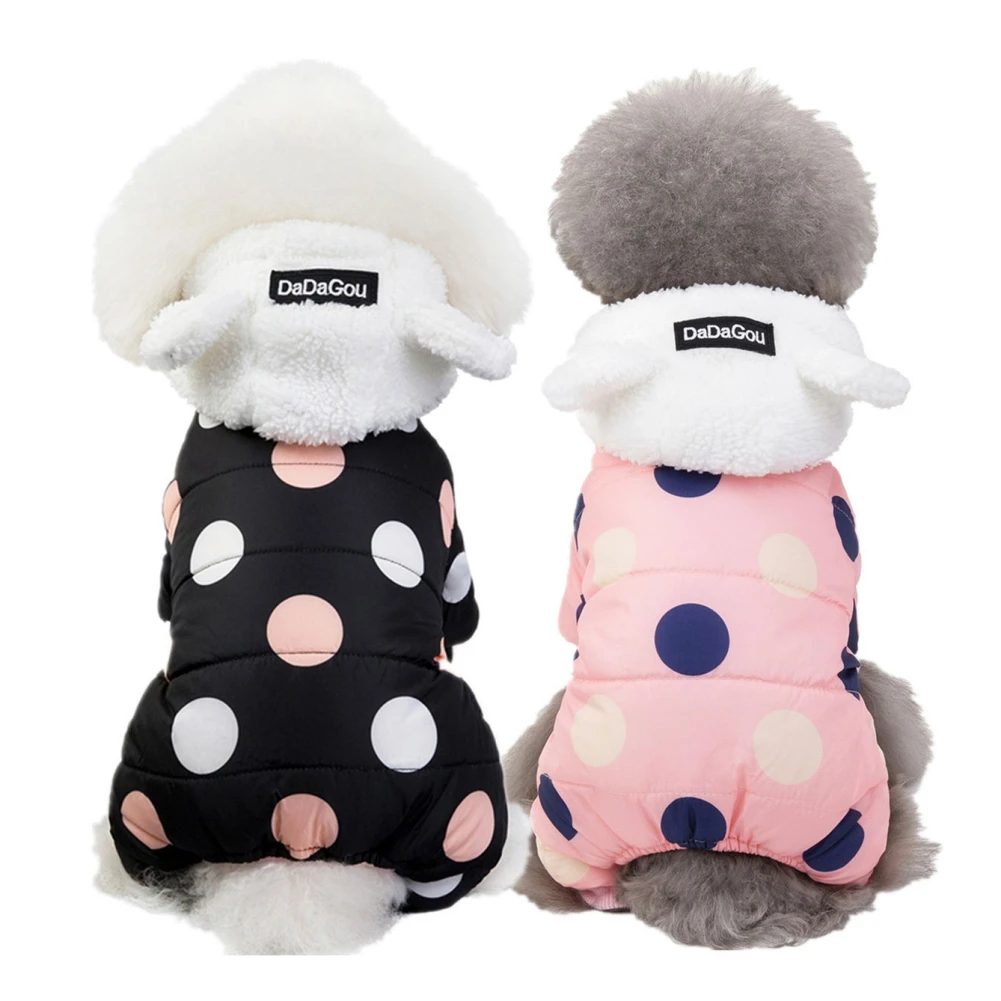 Winter Pet Clothes For Small Large Dogs Thicken Plush Jumpsuit Jacket Winter Dog Clothes Cute Dot Yorkies Chihuahua Pug Coat