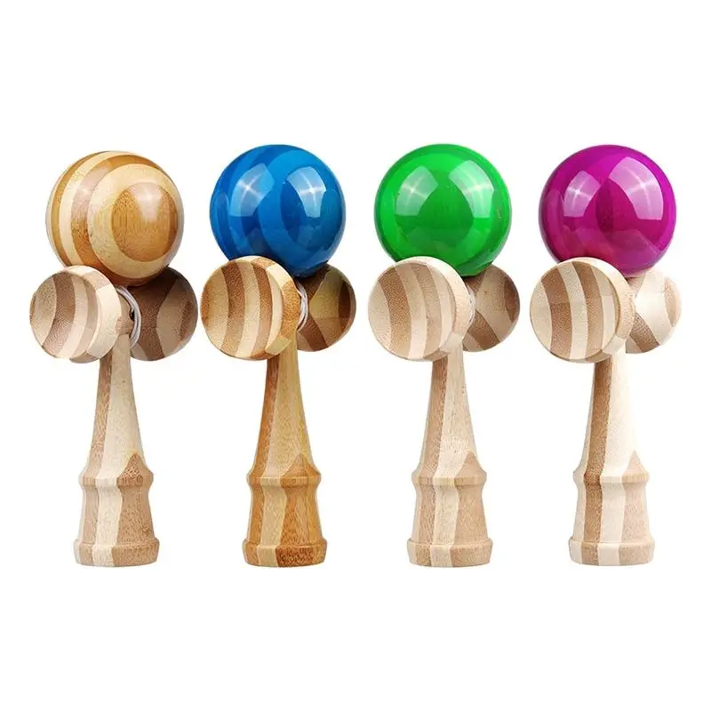 

Anti Stress Skillful Kendama Wooden Banmboo Juggling Balls Professional Outdoor Sports Toys for Kids 18CM