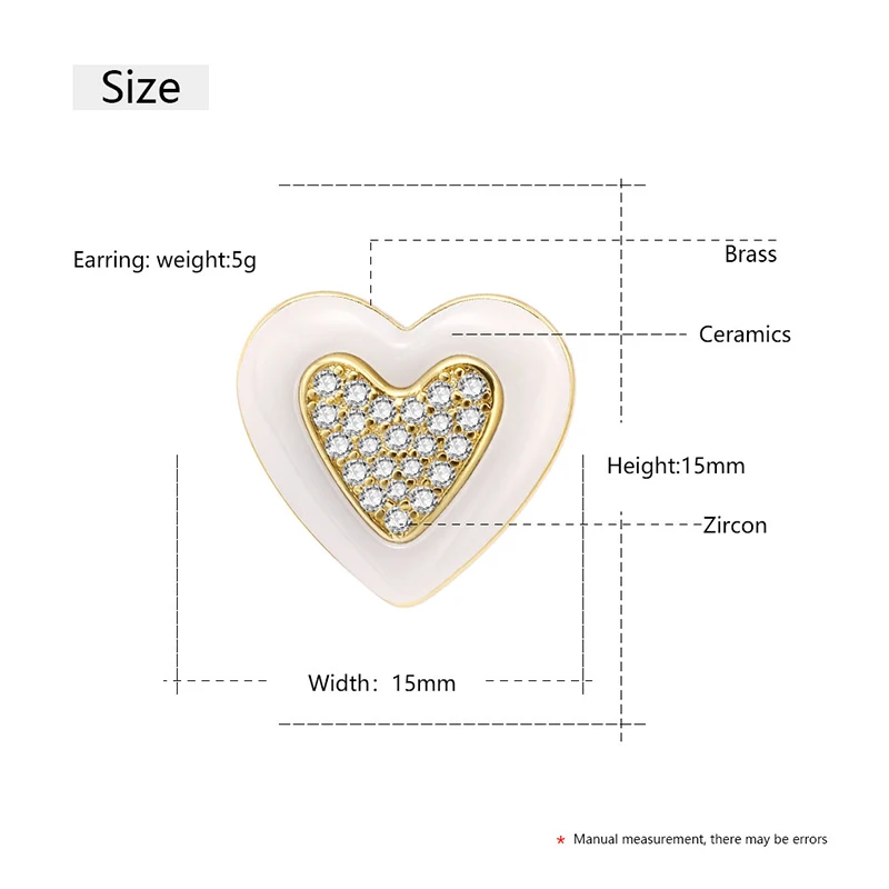 Fashion Earrings 2020 Women\'s Earrings Heart White Real Natural Ceramic Earrings Stud Earrings Wedding Engagement Accessories