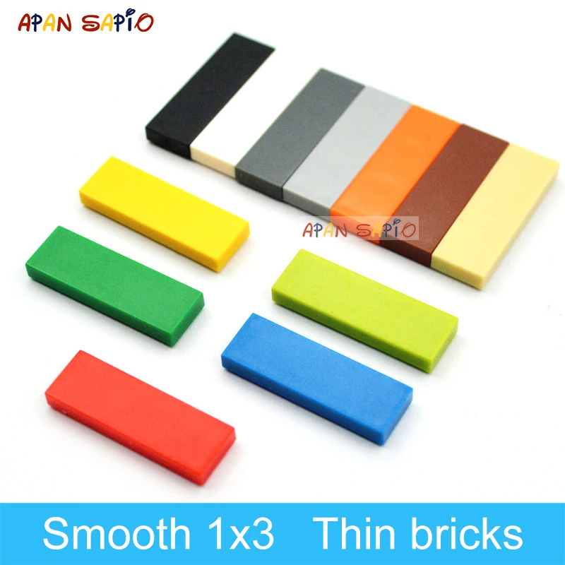 200pcs Smooth 1x3 Dots DIY Building Blocks Thin Figure Educational Creative Toys for Children Size Compatible With 63864 Bricks