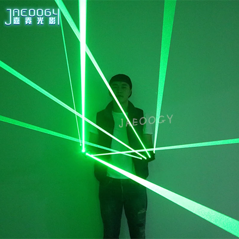 Green Glowing Laser Gloves for Stage Performance, Halloween Party, Singer, DJ Dancing, Glasses, 532nm