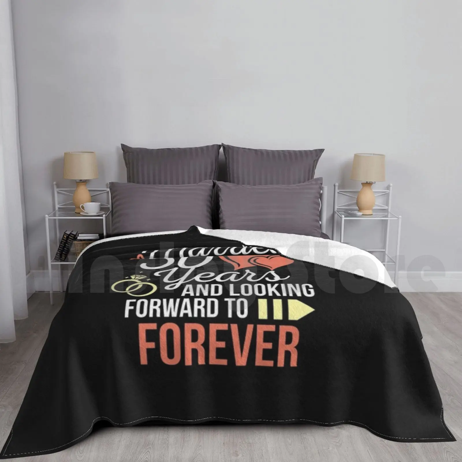 Wedding Anniversary Married 50 Years Looking Forward To Forever Blanket For Sofa Bed Travel Wedding Anniversary