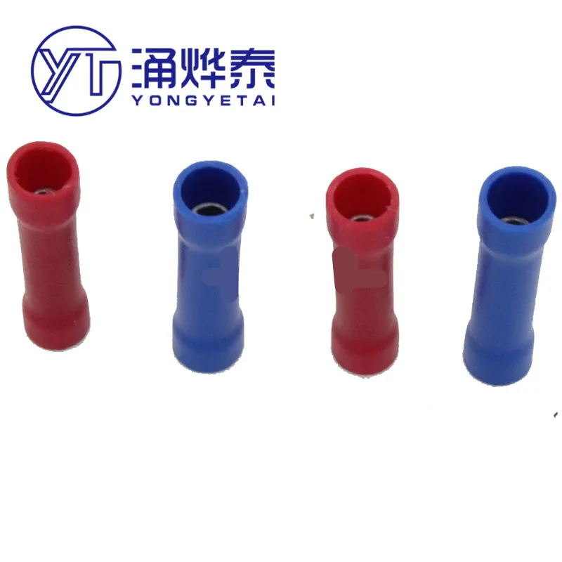 

YYT 100PCS BV1 BV2 cold-pressing terminal Terminal block Tubular full-insulation intermediate joint Wire connector terminal