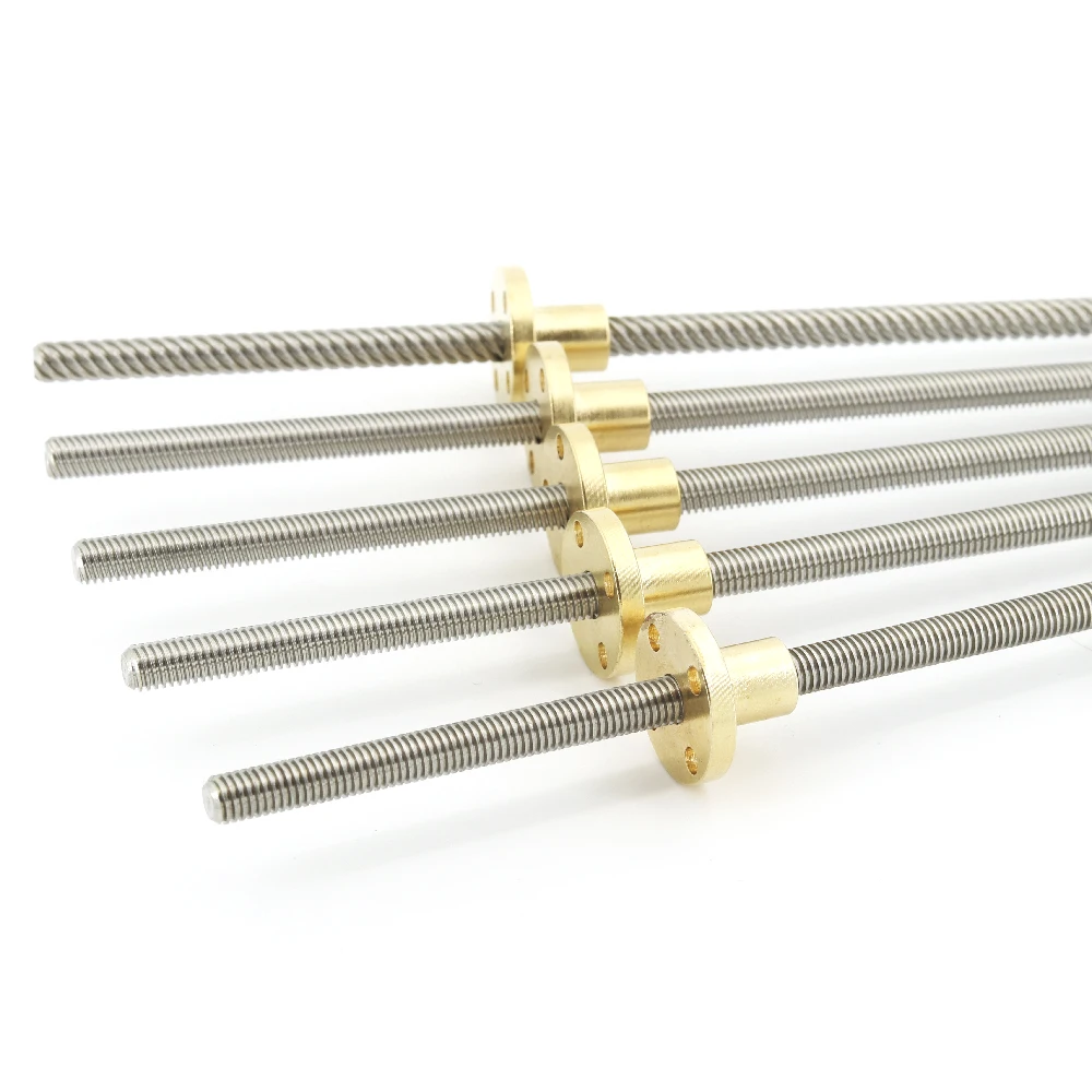 3d printer T5 screw diameter 5mm length 100mm lead 1mm 2mm 4mm 304 stainless steel trapezoidal spindle 1pcs With brass nut